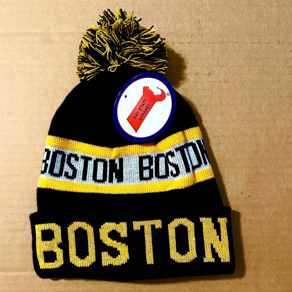 Boston Embroidered Pom-Pom Beanie Bay State Apparel